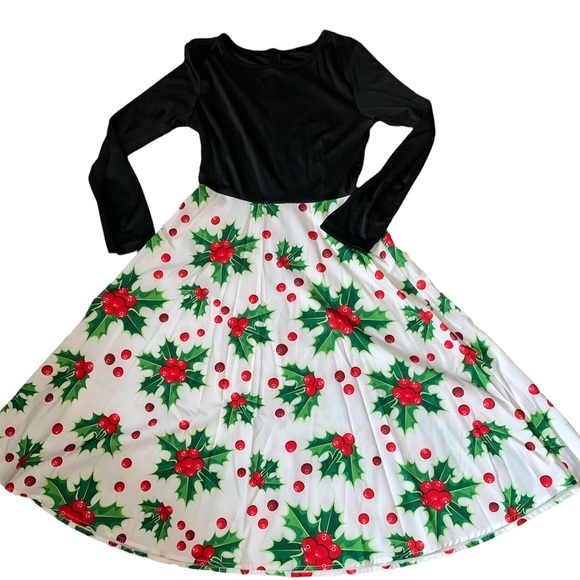 unbranded Dresses & Skirts - Christmas Dress Pleated Holly Berries Old Fashion Holiday Style